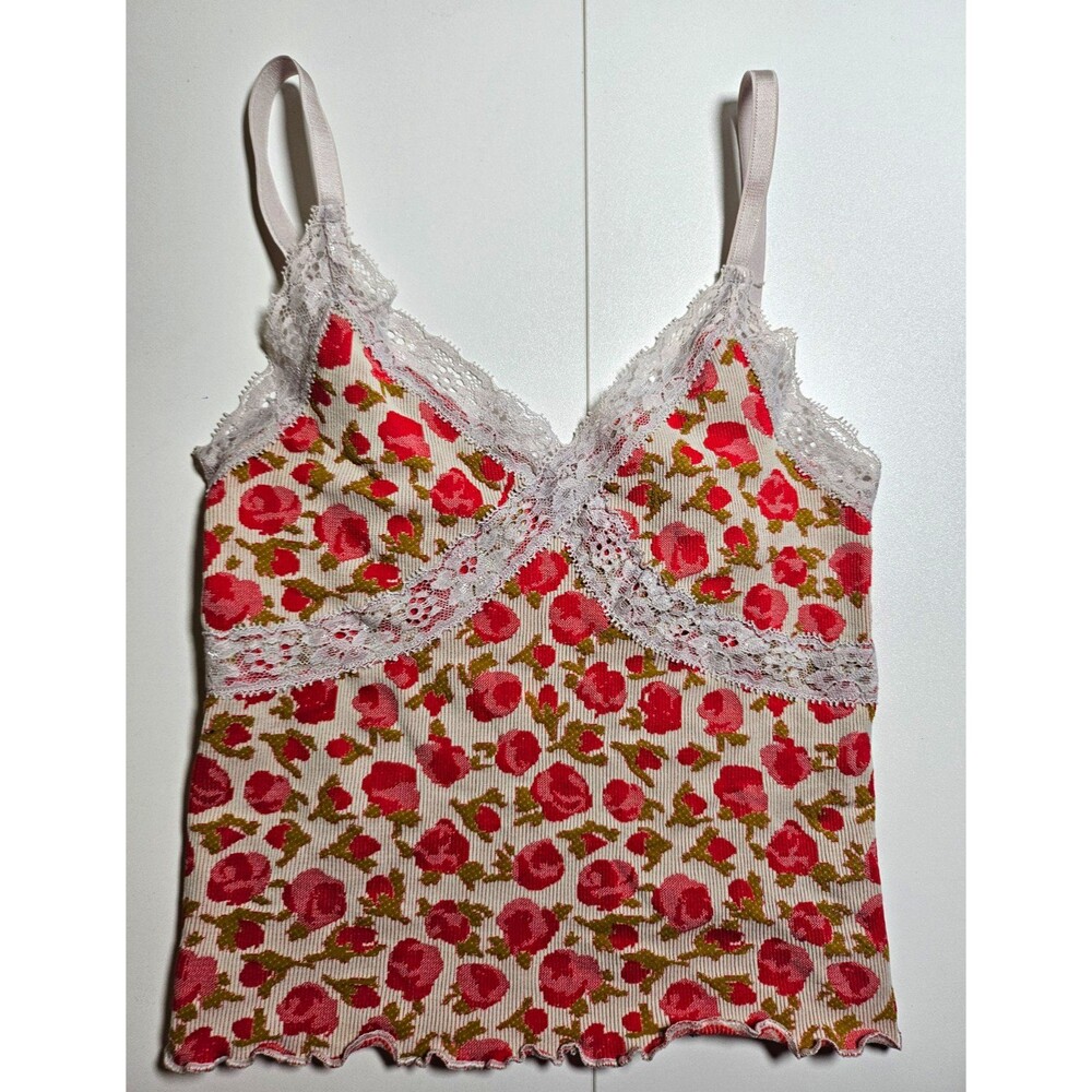 Urban Outfitters Y2K Women’s Floral Lace Trim Adjustable Strap Cami Tank Top XS